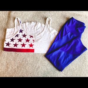 American Flag Scoop Neck Workout Tank - M